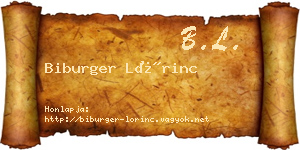 Biburger Lőrinc névjegykártya